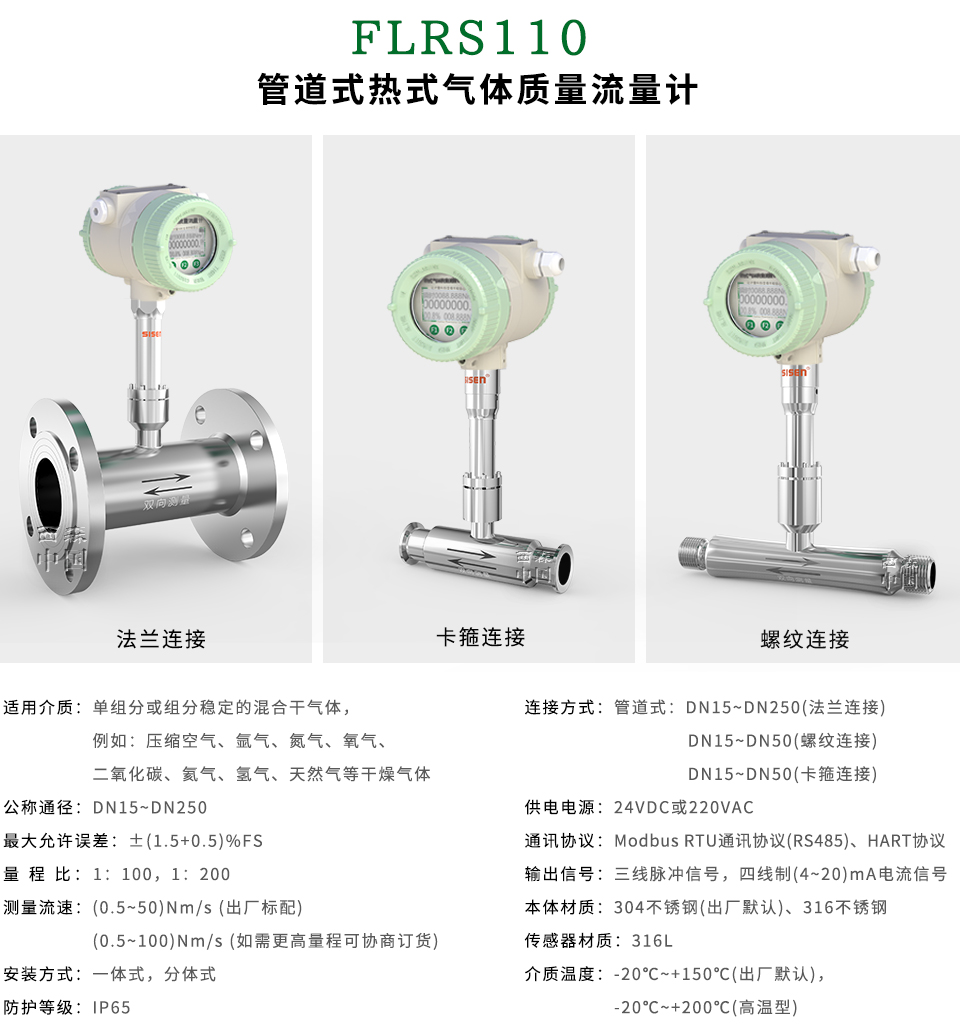 管道式熱式氣體質量流量計